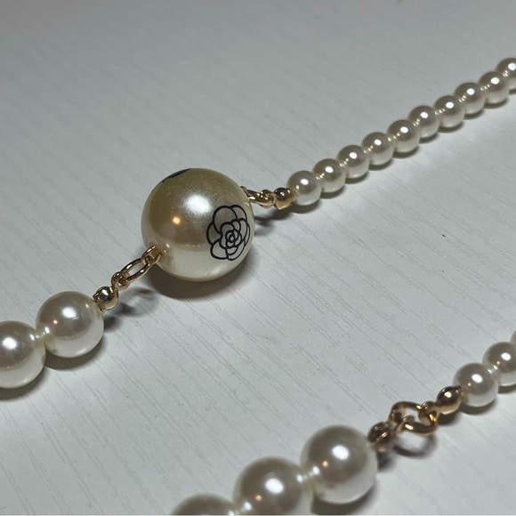 Long Pearl Beaded Necklace with Ballerina Pendant & Charms - Picture 10 of 15